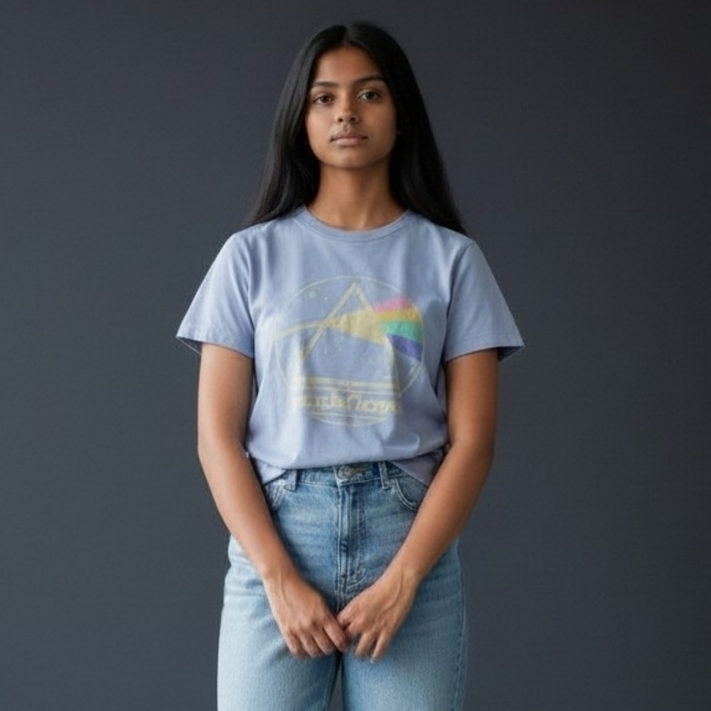 Pink Floyd Dark Size Of The Moon T Shirt In Ice Blue Girls Size 4/5 NWT